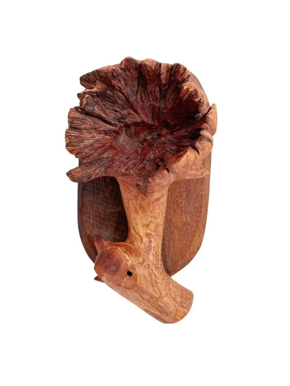 Carved Burlwood Incense Holder – Rustic Wood Art Decor